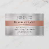 Schwarzes Monogramm und Name, gebürstetes Silber u Visitenkarte (Rückseite)