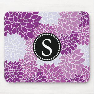 Schwarzes Monogramm Vintages elegantes Muster Mousepad