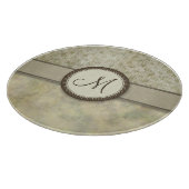 Schwarzes Moosgemälde mit Monogramm Schneidebrett (Ecke)