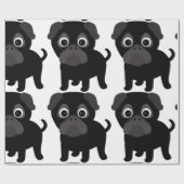 Schwarzes Mops-Wrapper Geschenkpapier (Flach)