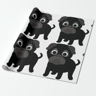 Schwarzes Mops-Wrapper Geschenkpapier