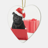 Schwarzes Mopshundegeschenk oder -geschenk Keramik Ornament (Links)