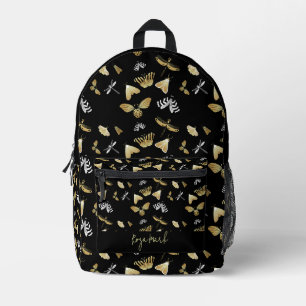 Schwarzes Moth Butterfly-Muster Bedruckter Rucksack