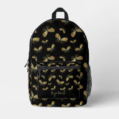 Schwarzes Moth Butterfly-Muster Bedruckter Rucksack (Vorderseite)