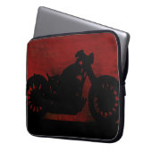 schwarzes Motorrad auf roter Rückseite Laptopschutzhülle (Vorderseite Links)