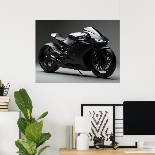 Schwarzes Motorrad Poster (Heimbüro)