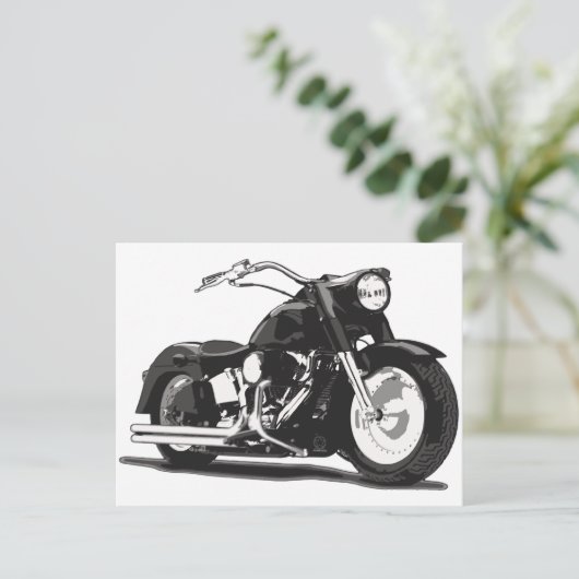 Schwarzes Motorrad Postkarte (Stehend Vorderseite)