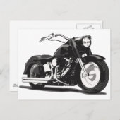 Schwarzes Motorrad Postkarte (Vorne/Hinten)