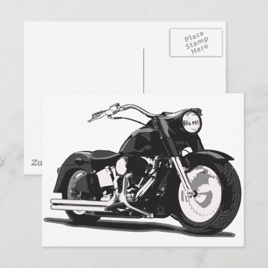 Schwarzes Motorrad Postkarte (Vorne/Hinten)