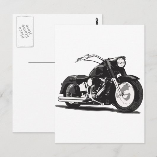 Schwarzes Motorrad Postkarte (Vorne/Hinten)