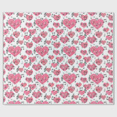 Schwarzes Musical und rote Herzen Wrapping Paper Geschenkpapier (Flach)