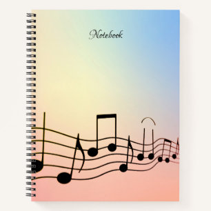 Schwarzes Musiknote-Notebook Notizblock