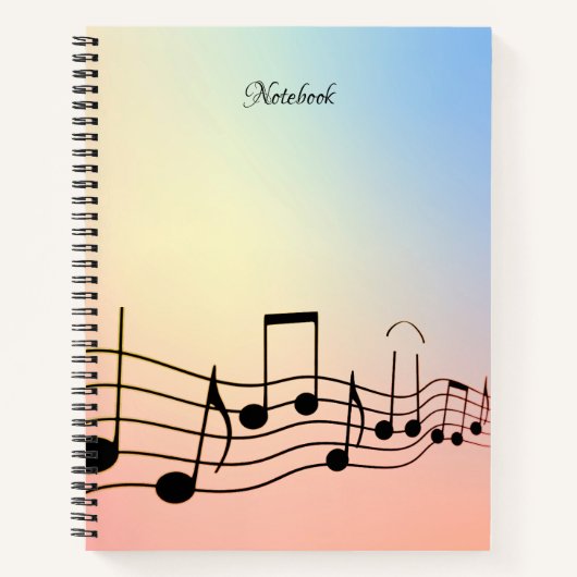 Schwarzes Musiknote-Notebook Notizblock (Vorderseite)