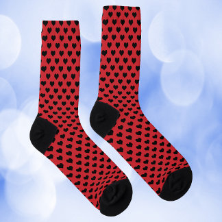 Schwarzes Muster auf rotem Hintergrund Socken