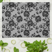 Schwarzes Muster auf weißem Hintergrund Küchentuch (Gefaltet)