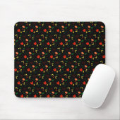 Schwarzes Muster Blumenmotiv-Wildblumen Mousepad (Mit Mouse)
