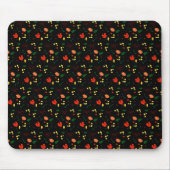 Schwarzes Muster Blumenmotiv-Wildblumen Mousepad (Vorne)