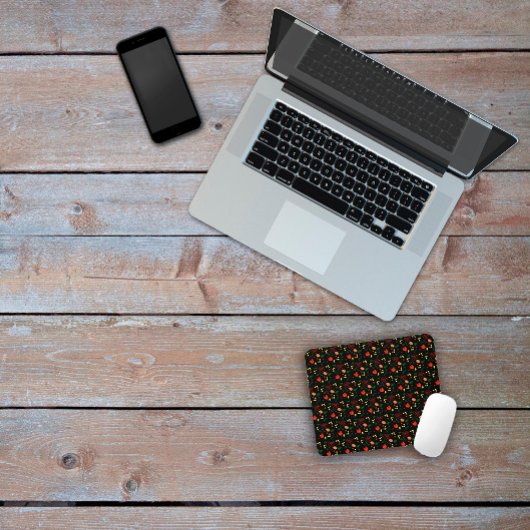 Schwarzes Muster Blumenmotiv-Wildblumen Mousepad