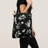 Schwarzes Muster der botanischen Blume Tasche (Von Nahem)
