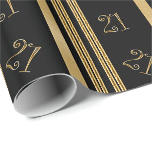 schwarzes Muster des 21. Geburtstages Gold Geschenkpapier