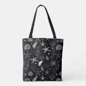 Schwarzes Muster des Meereslebens Tasche (Rückseite)