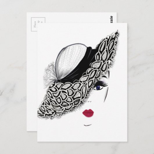 Schwarzes Muster — Lady Postkarte (Vorne/Hinten)