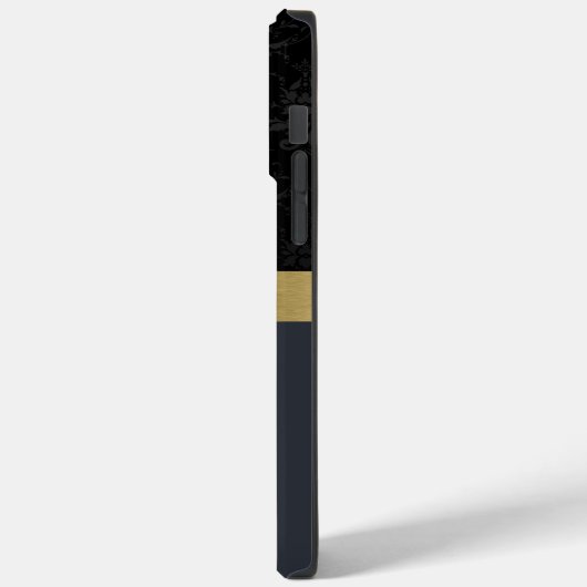 Schwarzes Muster mit goldenem Streifen Case-Mate iPhone Hülle (Rückseite / Links)