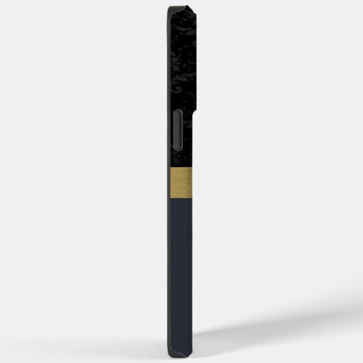 Schwarzes Muster mit goldenem Streifen Case-Mate iPhone Hülle (Rückseite / Rechts)