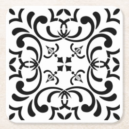 Schwarzes Muster Rechteckiger Pappuntersetzer