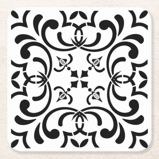 Schwarzes Muster Rechteckiger Pappuntersetzer (Vorderseite)