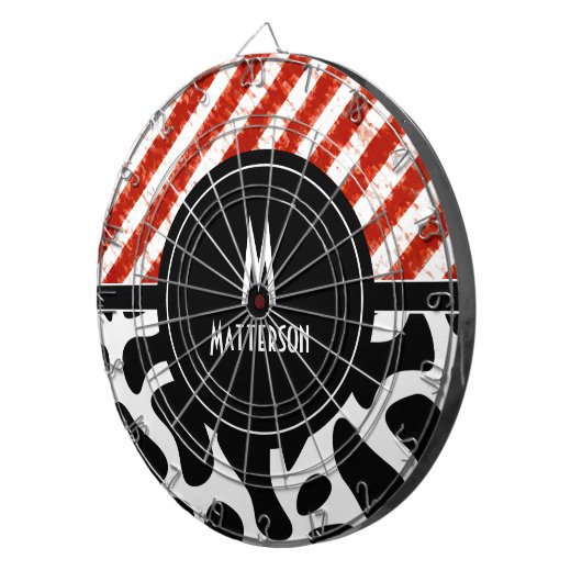 Schwarzes Muster, rotes weißes Streifen Dartscheibe (Vorderseite rechts)