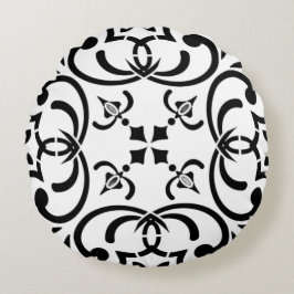 Schwarzes Muster Rundes Kissen