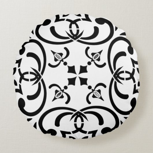 Schwarzes Muster Rundes Kissen (Vorderseite)