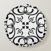 Schwarzes Muster Rundes Kissen (Rückseite)