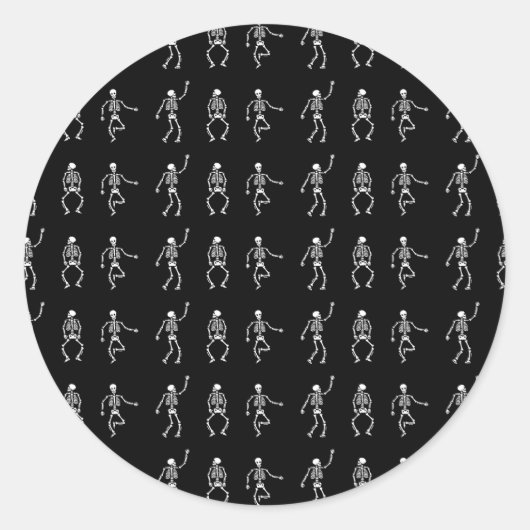 Schwarzes Muster Skelette tote Tanzknochen sprichw Runder Aufkleber (Vorderseite)