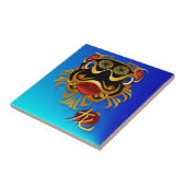 Schwarzes n-Goldchinesische Drache-Gesichts-und Fliese (Seite)