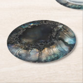 Schwarzes Nacre Nature Pattern Runder Pappuntersetzer (Angewinkelt)