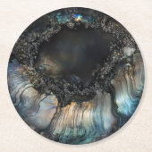 Schwarzes Nacre Nature Pattern Runder Pappuntersetzer (Vorderseite)