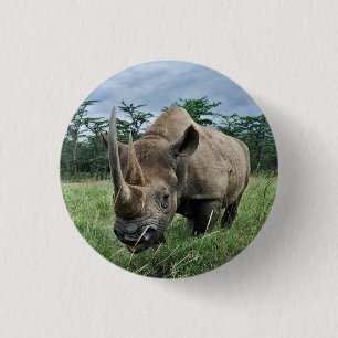 Schwarzes Nashorn Kenia Button