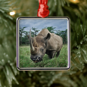 Schwarzes Nashorn Kenia Ornament Aus Metall
