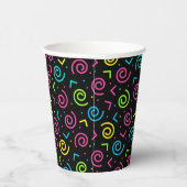 Schwarzes Neon Doodle-Muster der 80er/90er Jahre Pappbecher (Rechts)