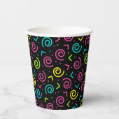 Schwarzes Neon Doodle-Muster der 80er/90er Jahre Pappbecher (Vorderseite)