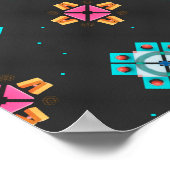 Schwarzes Neon-Geometrisches Musterposter Poster (Ecke)