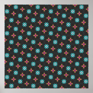 Schwarzes Neon-Geometrisches Musterposter Poster