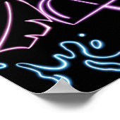 Schwarzes Neon Glow Watercolor Pool Party Willkomm Poster (Ecke)