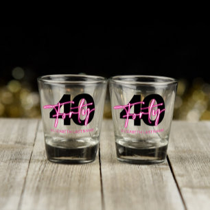 Schwarzes Neon-Pink Vierzig 40. Geburtstag Schnaps Schnapsglas