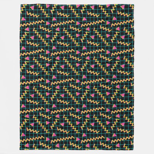 Schwarzes/Neonmuster der 80er Jahre Fleecedecke (Vorderseite)