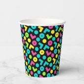 Schwarzes/Neonmuster der 80er Jahre Pappbecher (Rückseite)