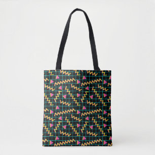 Schwarzes/Neonmuster der 80er Jahre Tasche