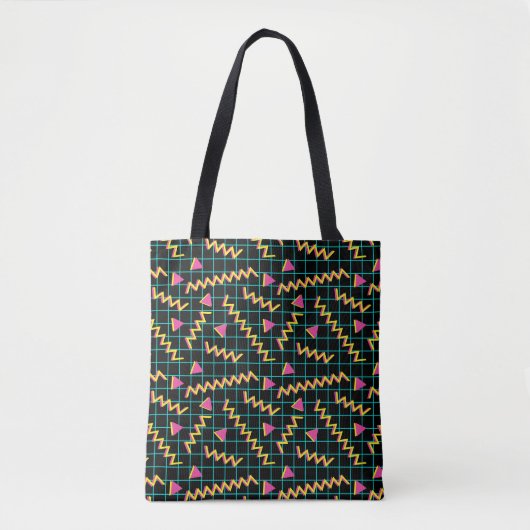 Schwarzes/Neonmuster der 80er Jahre Tasche (Vorderseite)